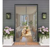 Door Fly Screen Curtain 100 x 135 cm Automatically Close, No Gap, Easy to Install Without Drilling, Keep Bugs Out Lets Fresh Air in Magnetic Door Screen for Patio Doors Bedroom, Grey