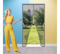 Door Fly Screen Curtain 105 x 198 cm Self Sealing, Hands Free Heavy Duty Bug Mesh Curtain Keeping Out Flies Bug for Living Room, Bedroom, Patio, Grey