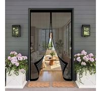 Door Fly Screen Curtain 105 x 210 cm Automatically Close, No Gap, Easy to Install Without Drilling, Keep Bugs Out Lets Fresh Air in Magnetic Door Screen for Patio Doors Bedroom, Black