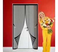 Door Fly Screen Curtain 106 x 264 cm Self Sealing, Hands Free Fly Screens Doors Keeping Out Flies Bug for Home, Bedroom, Living Room, Kitchen, Patio, Black