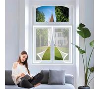 Door Fly Screen Curtain 107 x 143 cm Anti-Tearing Mosquito Door Net Keep Fly Bug Out Magnetic Curtain No-Drill Easy Installation for Living Room, Bedroom, Patio, White