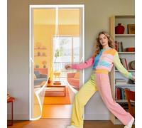 Door Fly Screen Curtain 108 x 240 cm Full Frame Magic Tape Nets Patio Curtain Easy to Install Without Drilling for Home, Bedroom, Living Room, Kitchen, Patio, White