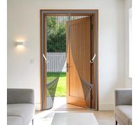 Door Fly Screen Curtain 114 x 296 cm with Magnetic Closure Screen Mesh Curtain Keeps Bugs Out for Living Room, Bedroom, Patio, Grey