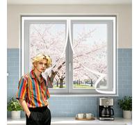 Door Fly Screen Curtain 117 x 101 cm Anti-Tearing Mosquito Door Net Keep Fly Bug Out with Powerful Magnets Durable Mesh Curtains for Balcony, Terrace, Cellar, White