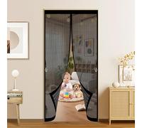 Door Fly Screen Curtain 124 x 105 cm Automatically Close, No Gap, Easy to Install Without Drilling, Keep Bugs Out Lets Fresh Air in Flyscreen French Doors for Patio Doors Bedroom, Black