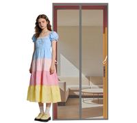 Door Fly Screen Curtain 135 x 271 cm with Full Length Magnets No Gap Auto Closes Door Fly Screen Curtain Magnetic Keeping Out Flies Bug for Living Room, Bedroom, Patio, Grey