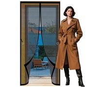 Door Fly Screen Curtain 139 x 294 cm No Tools Installation Heavy Duty Self Sealing Mesh Keeping Out Flies Bug for Home, Bedroom, Living Room, Kitchen, Patio, Black