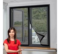 Door Fly Screen Curtain 144 x 100 cm Anti-Tearing Mosquito Door Net Keep Fly Bug Out Magnetic Screen Curtain No-Drill Easy Installation for Living Room, Bedroom, Patio, Black