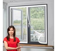 Door Fly Screen Curtain 144 x 145 cm Anti-Tearing Mosquito Door Net Keep Fly Bug Out Magnetic Screen Curtain No-Drill Easy Installation for Living Room, Bedroom, Patio, White