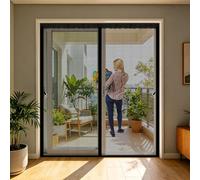 Door Fly Screen Curtain 160 x 125 cm with Powerful Magnets and Full Frame Hook&Loop, No Gap, Keep Bugs Out Lets Fresh Air in, Magnetic Flying Insect Door Kid and Pet Friendly, Black