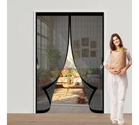Door Fly Screen Curtain 175 x 105 cm Powerful Magnets, No Drill Installation, Automatically Closes, for Keeping Out Flies & Bug Thermal Insulated Door Curtain for Patio Doors Balcony, Black