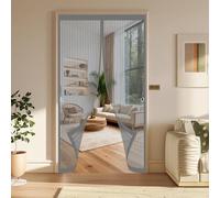 Door Fly Screen Curtain 206 x 206 cm Powerful Magnets, No Drill Installation, Automatically Closes, for Keeping Out Flies & Bug Magnetic Screen Fly Doors for Patio Doors Bedroom, Grey