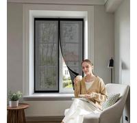 Door Fly Screen Curtain 79 x 166 cm Keep Pets Indoor, Allow Fresh Air Flow, Hands-Free No-Drill Easy Installation Fly Door Screen Mesh for Living Room, Bedroom, Patio, Black