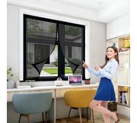 Door Fly Screen Curtain 84 x 113 cm Keep Pets Indoor, Allow Fresh Air Flow, Hands-Free Fly Door Screen Mesh No-Drill Easy Installation for Living Room, Bedroom, Patio, Black
