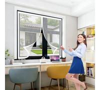 Door Fly Screen Curtain 84 x 113 cm Keep Pets Indoor, Allow Fresh Air Flow, Hands-Free Fly Door Screen Mesh No-Drill Easy Installation for Living Room, Bedroom, Patio, White