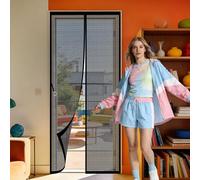 Door Fly Screen Curtain 99 x 295 cm Powerful Magnets Fly Insect Screen Door Keeps Bugs Out Suitable for Patio Room Balcony Bedroom, Black