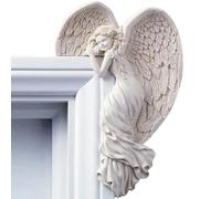 Door Frame Angel Wall Sculpture Left Right Door Frame Angel Wing Sculpture Vintage Shabby Ivory Wall Sculptures 3D Chic Angelic Figurines Ornaments for Door Frames Fireplace