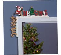 Door Frame Decor Christmas Santa Holding Gifts Door Corner Decor Wooden Cute Topper 6x9 inch Christmas Sign for Decorations, Left Corner, Xmas