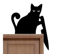 Door Frame Decor - Decorative Door Topper Wooden - Cat Shape Decorative Wall Art for Mantel Shelf Homeowners Shop Bedroom Study Apartment Dwellers Halloween