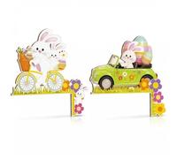 Door Frame Decorations, 2-Pack Wooden Rabbit Door Frame Corner Decorations, Cute Wooden Wall Art for Spring Home Entryway, Easter Farmhouse Holiday Decor