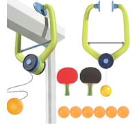 Door Frame Ping Pong Game, Door Ping Pong Game Over The Door, 9 Pcs Adjustable Hanging Table Tennis Trainer Set, Parent Child Interaction Pingpong Toy (Wooden rackets)