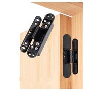 Door Frame Slot-Free Side Hidden Hinge for Inside and Outside Opening Invisible Door, 3D Adjustable 2-Piece Hinge(Color4)