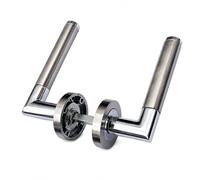 Door Handle Internal Chrome & Satin Duo Mitred Door Handle Set,Sash Lock Interior Latch Lever on Rose, Door Latch Chrome,Door Handle Latch (6 Pair of Handles) (1 Pair of Handles)