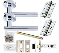 Loops Door Handle & Latch Pack Chrome Modern Straight Ring Bar Screwless Round Rose Loops Multicolor