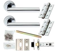 Loops Door Handle & Latch Pack Chrome Modern Straight Round on Screwless Round Rose Loops Multicolor