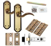 Door Handle & Latch Pack Florentine Bronze Spiral Lever Sculpted Backplate Loops Multi One Size