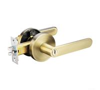 Door handle lock for indoor use featuring three pole ball locking mechanism, quiet operation, and keyhole access for bedroom and bathroom door security (Green Bronze)