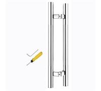 Door Handle Modern Entry Contemporary Interior Exterior Front Door Handle, Glass Shower Push Pull Door Handle, Heavy Duty Sliding Barn Door Handles, Double Sided, 24/31/3(Brushed Silver-60cm)
