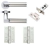 Door Handle Set Lever Latch Door Pack Kit Bundle Milan Dual Twin Finish Chrome / Satin