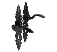 Door Handle Wrought Iron Long Plate 90 Cylinder Black