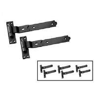 Door Handles - 3 x Pair of Black Heavy Duty Cranked Hinges, Outside Door Security, Metal Gate Hinges, Hook and Band Hinge for Garden Gates and Sheds, (10") 250mm