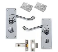 Door Handles, Door Handles Internal for Interior Doors, Internal Door Handle Sets - Victorian Scroll Polished Chrome Lever Door Latch Handles - Chrome Door Handles Set (Privacy Lock) - 2Pcs