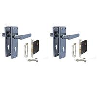 Door Handles Straight Victorian Lever Lock in Polished Chrome Including Lock with Keys Internal - Back Plate 154 x 41mm Sold in Pairs (2)