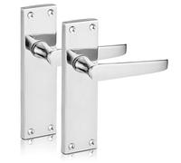 door handlesVictorian Lever Latch Flat Polished Chrome Door Handles, Long 6" Backplate, Elegant Door Handle Set for Wooden Doors, Classic Straight Design, Ideal for All Types of Internal Doors [1 Pair