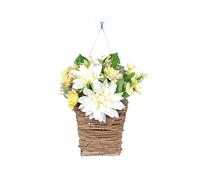 Door Hanger Basket Wreath Artificial Spring and Summer Door Hanging Basket Wreath Forsythia Flower Wreath All Year Around Wreath Home Porch Farmhouse Decor(#2)