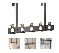 Door Hanger Hook,Over The Door Hooks for hanging,overdoor towel holder/rack,back of/behind door hook hanger,Heavy-Duty Organizer on Bathroom/bedrooms for Robe,Coats, clothes,Bag,Keys-5 Hooks(Black)