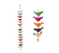 Door Hanging 15 Fabric Birds Tota String with Bell for Indian Traditional Diwali Decorations for Bohemian Interior Home Wall Temple Bedroom Kids Room Home Décor Housewarming (Size:-46"/3.5 Feet's)