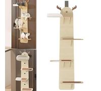 Door-Hanging Cat Climber with 4-Level Shelf, Soft Mats, and Scratching Post for Indoor Cats to Climb and Rest, Space-Saving Vertical Perch