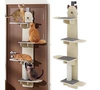 Door Hanging Cat Shelf, 4-Level Cat Climber with Tower, Holds 20kg, Over Door Hanging Climber, Pet Jump Shelf for Play & Sleep