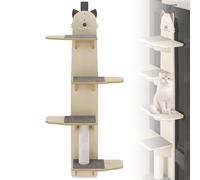 Door Hanging Cat Shelf, 4-Level Door Hanging Tree with Shelves, Pet Jump Shelf, Climber Tower for Cats to Play and Sleep, Single Layer Carrying 10Kg