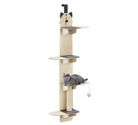 Door Hanging Cat Shelf, 4-Tier Vertical Cat Tree Over The Door Climber, Door Mounted Cat Shelves for Indoor Cats with Scratching Post, Pads & Tease Ball, Hanging Pet Perch Climbing Ladder