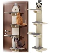 Door Hanging Cat Shelf, Cats Tree Door Hanger Mounted Shelves Ladder, 4-Level Door Hanging Tree with Shelves, Single Layer Carrying 10Kg, Pet Jump Shelf, Climber Tower for Cats to Play and Sleep(1.7m