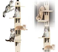 Door Hanging Cat Shelf, Multi-Level Door Hanging Cat Tree with Shelves, 4-Levels Ladder for Indoor Cats Scratch & Climb Without Drilling (A)