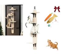 Door Hanging Cat Shelf Multi-Level Door Hanging Cat Tree with Shelves Over The Door Cat Perch & Climber Pet Jump Shelf for Indoor Cats Space-Saving Cat Tower with Scratching Pad