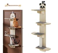 Door Hanging Cat Shelf, Over The Door Cat Shelf, Wooden Tree Hanger Mounted Shelves, Multi-Level Hanging kitten Tree For Indoor Kitten (PANDA)