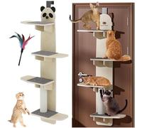 Door Hanging Cat Shelf-Over The Door Cat Tree, Multi Level Door Hanging Cat, 4-Levels Over The Door Cat Perch & Climber with Removable Soft Mat,Panda